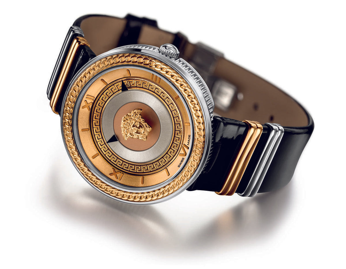  Shop Authentic Versace V Metal Icon Gold Dial Black & Silver & Gold Strap Watch for Women - VLC020014 - Luxxuri