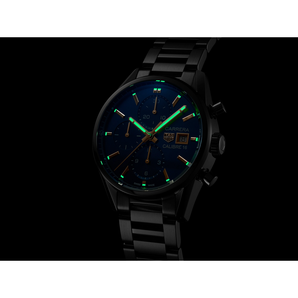  Shop Authentic Tag Heuer Carrera Automatic Chronograph Blue Dial Silver Steel Strap Watch for Men - CBK2115.BA0715 - Luxxuri