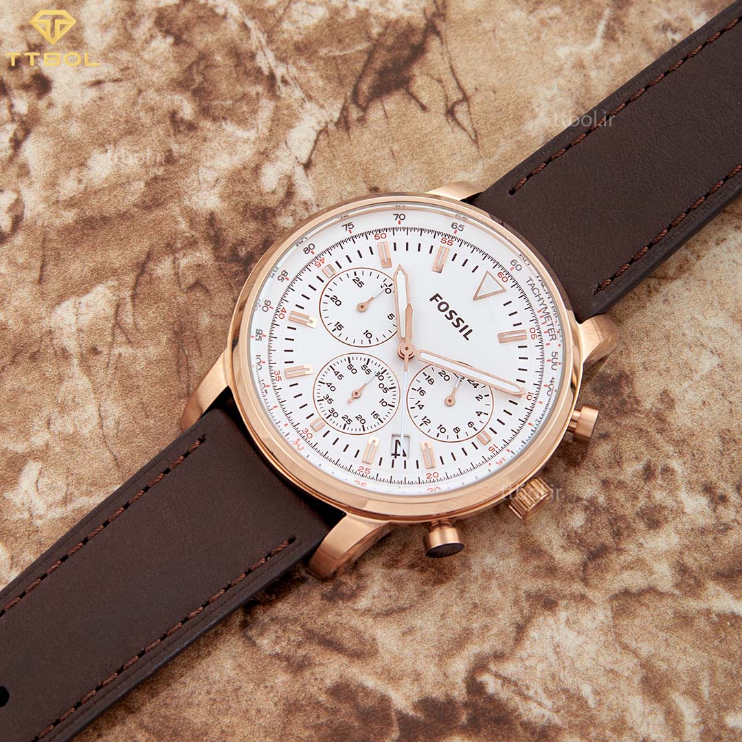  Shop Authentic Fossil Goodwin Chronograph White Dial Brown Leather Strap Watch for Men - FS5415 - Luxxuri