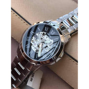  Shop Authentic Fossil Grant Automatic Skeleton Black Dial Silver Steel Strap Watch for Men - ME3103 - Luxxuri