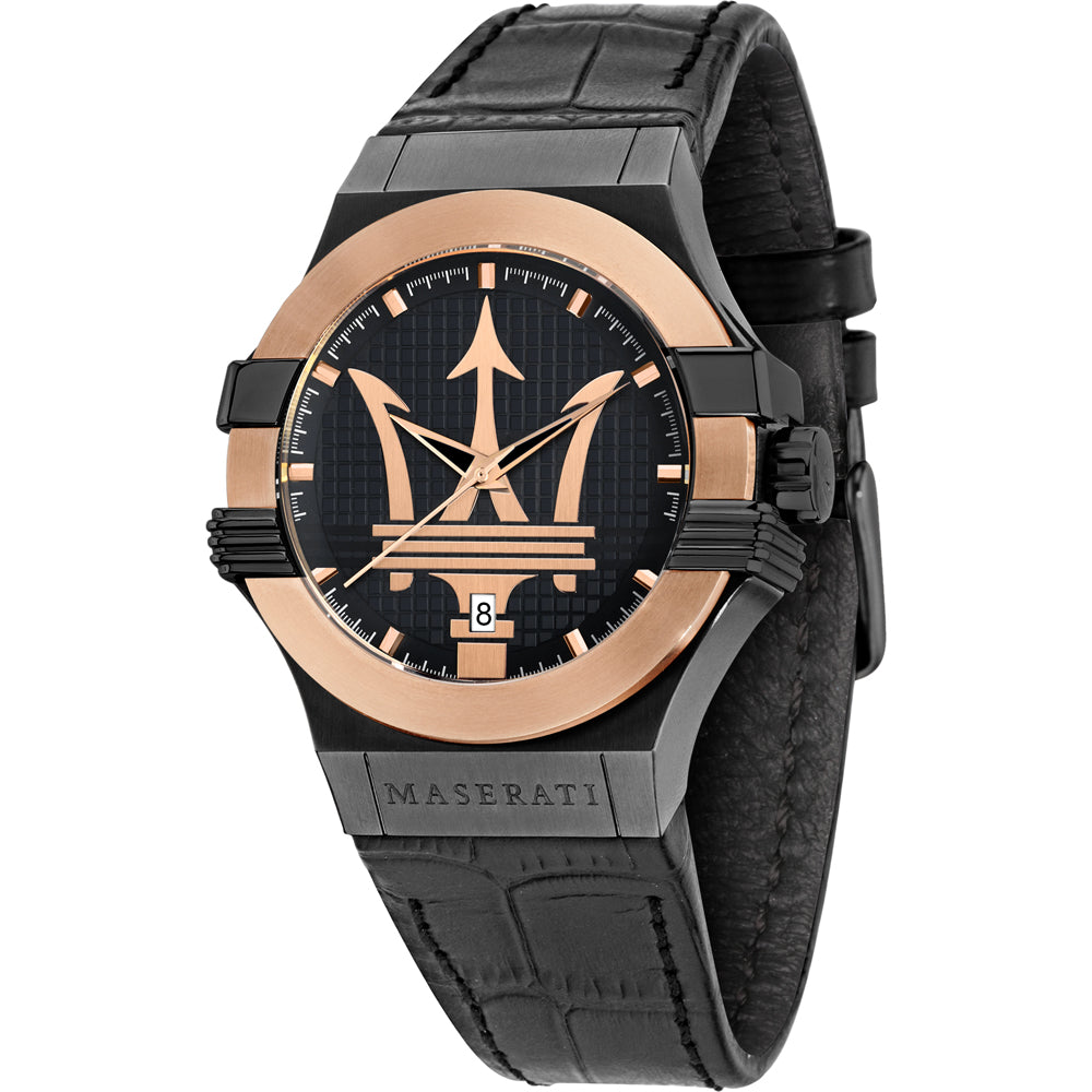  Shop Authentic Maserati Potenza Quartz Black Dial Black Leather Strap Watch For Men - R8851108032 - Luxxuri