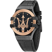  Shop Authentic Maserati Potenza Quartz Black Dial Black Leather Strap Watch For Men - R8851108032 - Luxxuri