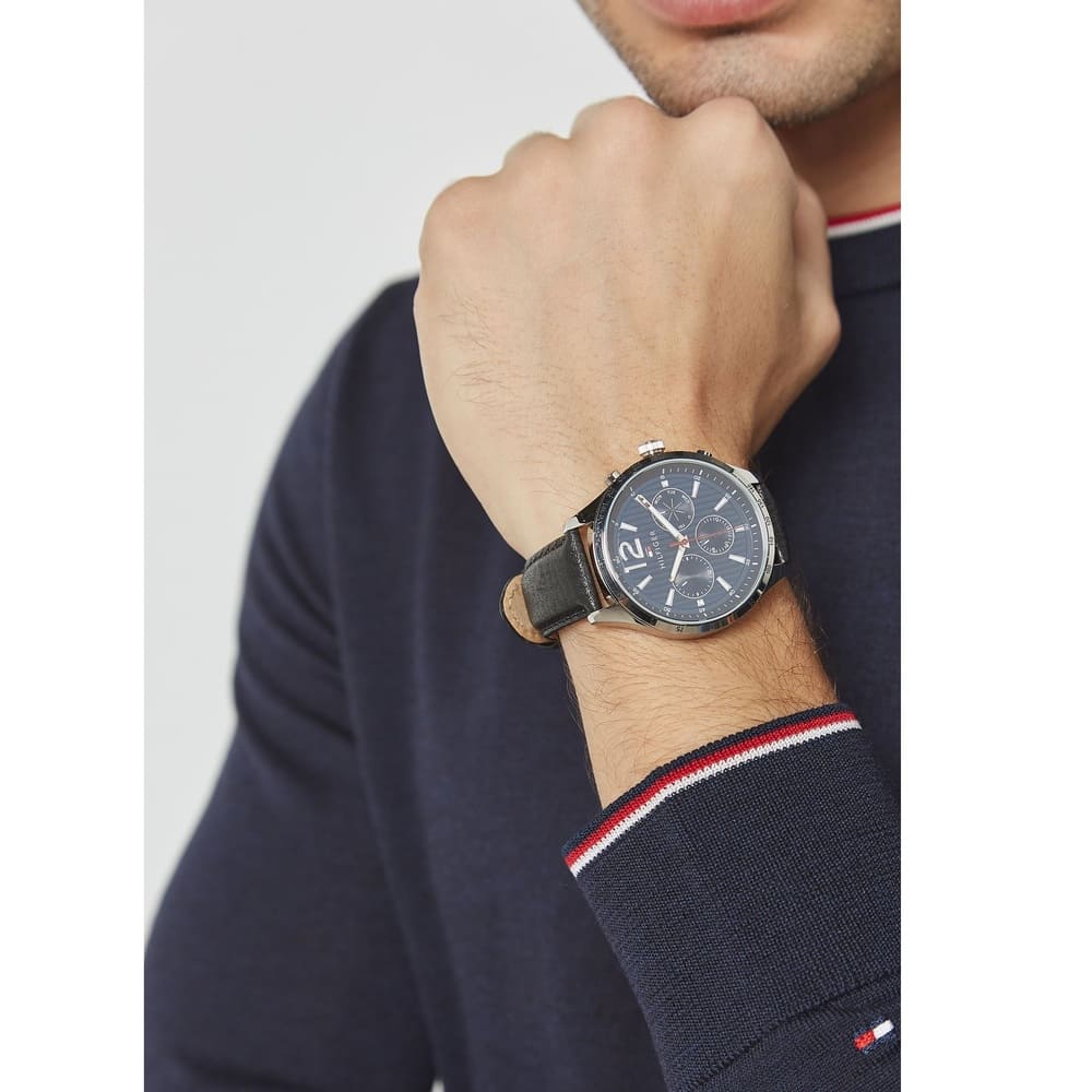  Shop Authentic Tommy Hilfiger Gavin Blue Dial Blue Leather Strap Watch for Men - 1791468 - Luxxuri