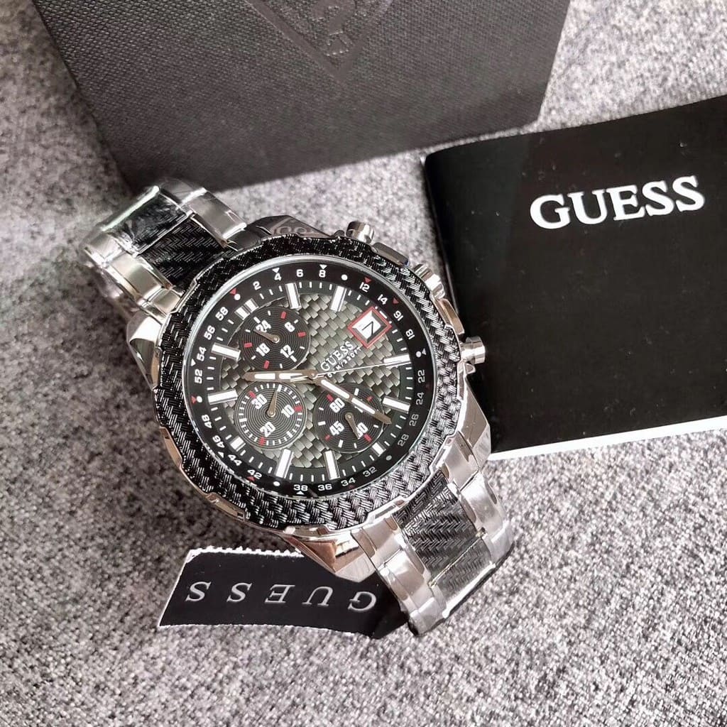  Shop Authentic Guess Octane Chronograph Black Dial Two Tone Steel Strap Watch for Men - W1046G1 - Luxxuri