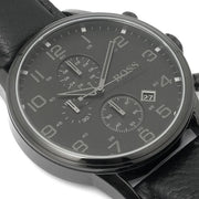  Shop Authentic Hugo Boss Blackout Chronograph Black Dial Black Leather Strap Watch For Men - HB1512567 - Luxxuri