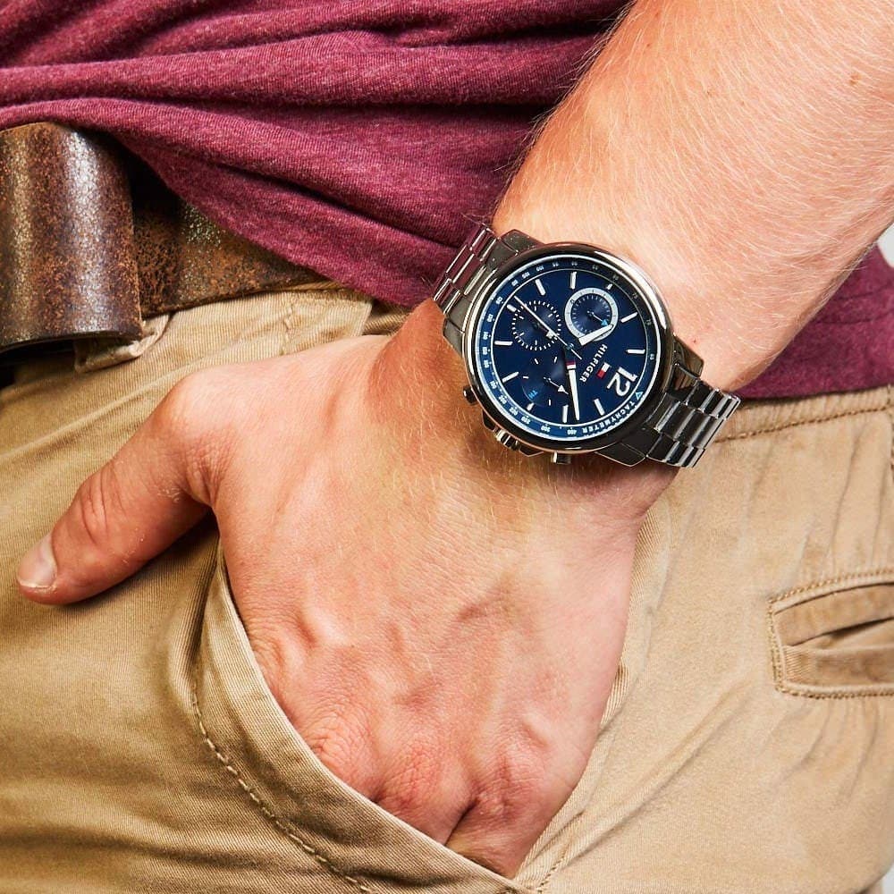  Shop Authentic Tommy Hilfiger London Chronograph Quartz Blue Dial Silver Steel Strap Watch for Men - 1791534 - Luxxuri
