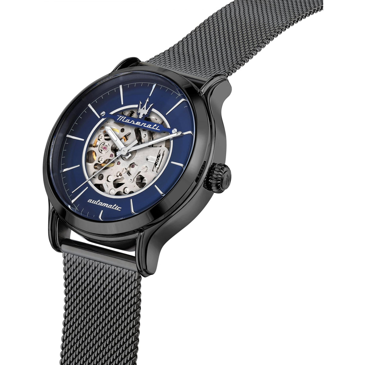  Shop Authentic Maserati Epoca Automatic Skeleton Blue Dial Mesh Bracelet Watch For Men - R8823118002 - Luxxuri