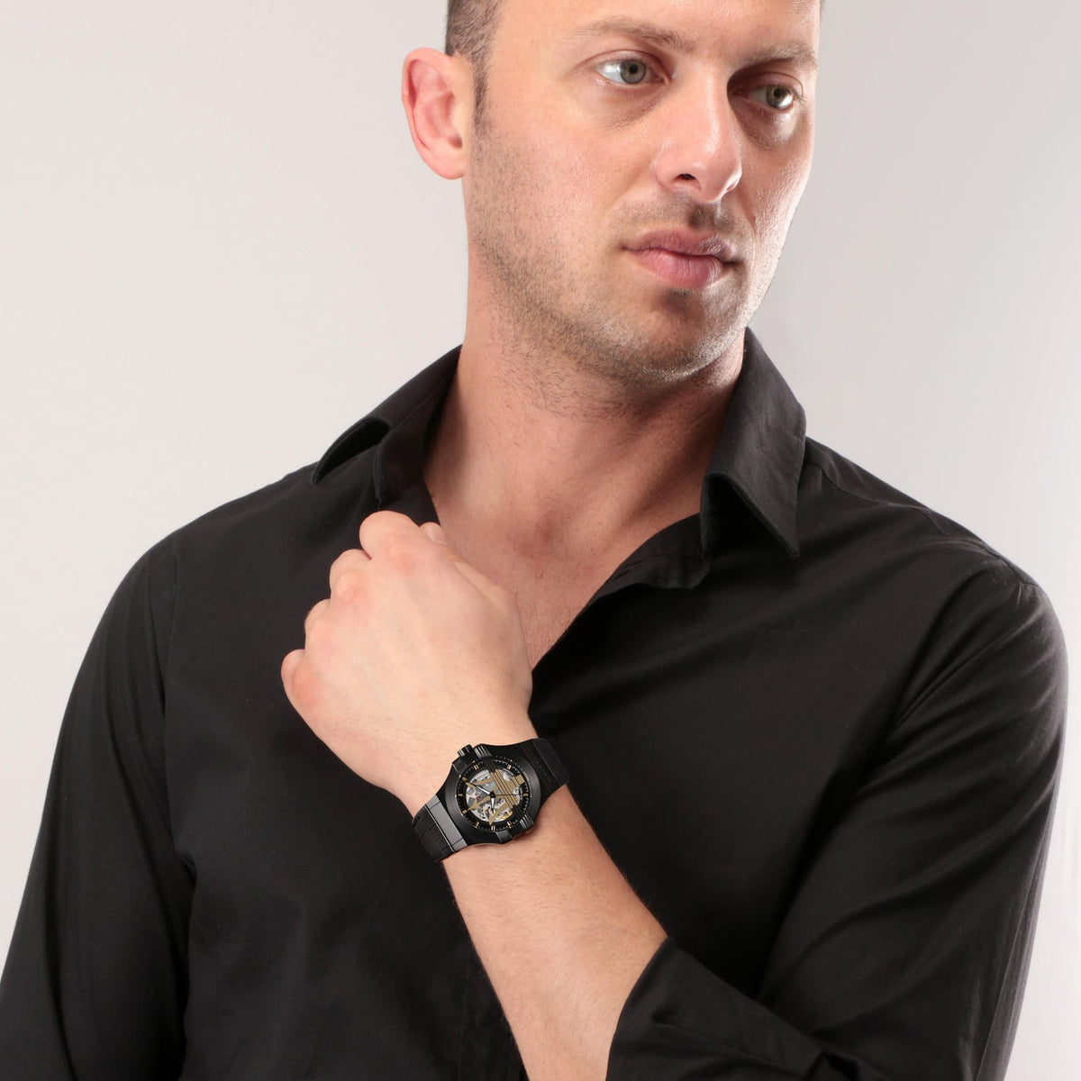  Shop Authentic Maserati Potenza Skeleton Limited Edition Black Dial Black Leather Strap Watch For Men - R8821108027 - Luxxuri