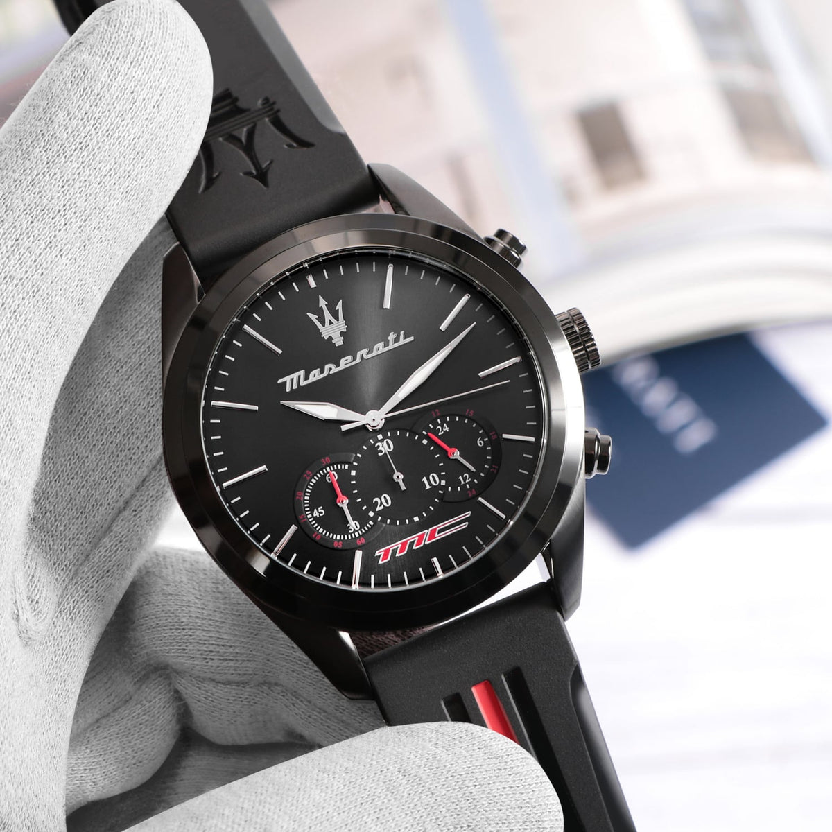  Shop Authentic Maserati Traguardo Chronograph Black Dial Black Rubber Strap Watch For Men - R8871612004 - Luxxuri