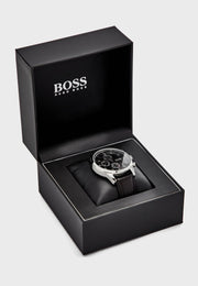  Shop Authentic Hugo Boss Navigator Black Dial Black Leather Strap Watch for Men - 1513678 - Luxxuri