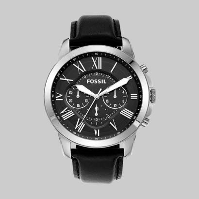  Shop Authentic Fossil Grant Chronograph Black Dial Black Leather Strap Watch for Men - FS4812 - Luxxuri