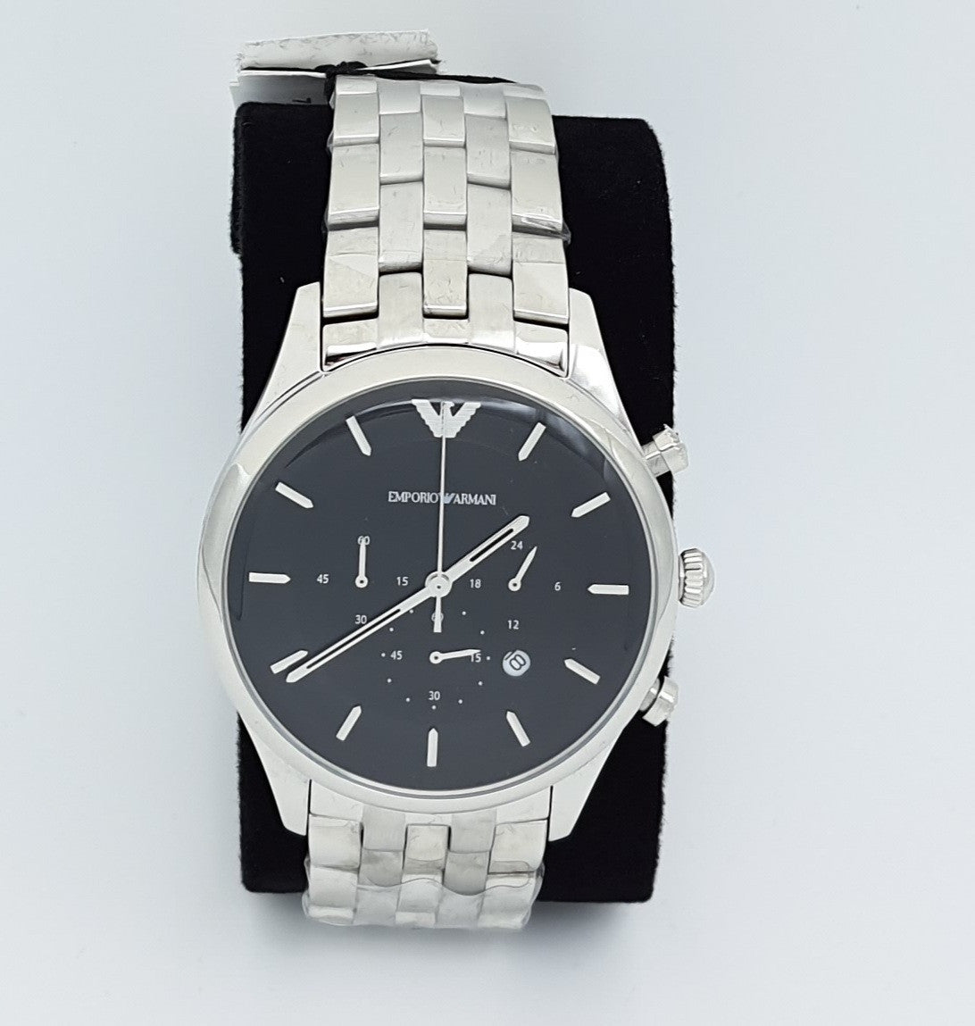  Shop Authentic Emporio Armani Chronograph Black Dial Silver Steel Strap Watch For Men - AR11017 - Luxxuri