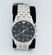  Shop Authentic Emporio Armani Chronograph Black Dial Silver Steel Strap Watch For Men - AR11017 - Luxxuri