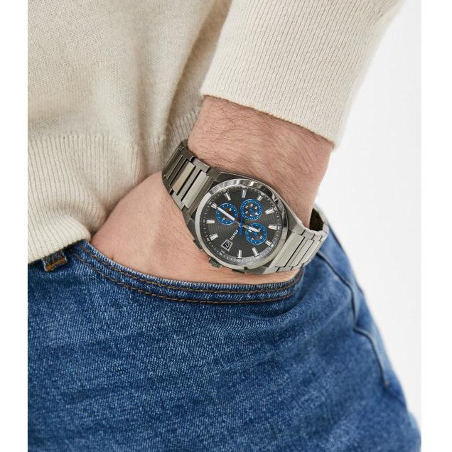  Shop Authentic Fossil Everett Chronograph Grey Dial Grey Steel Strap Watch for Men - FS5830 - Luxxuri