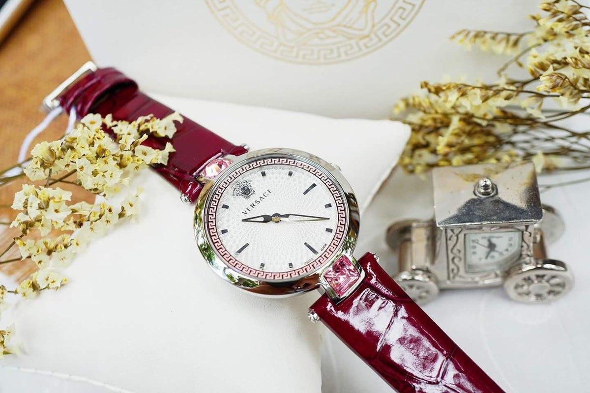 Shop Authentic Versace Olympo Crystal Gleam White Dial Purple Leather Strap Watch for Women - VAN010016 - Luxxuri