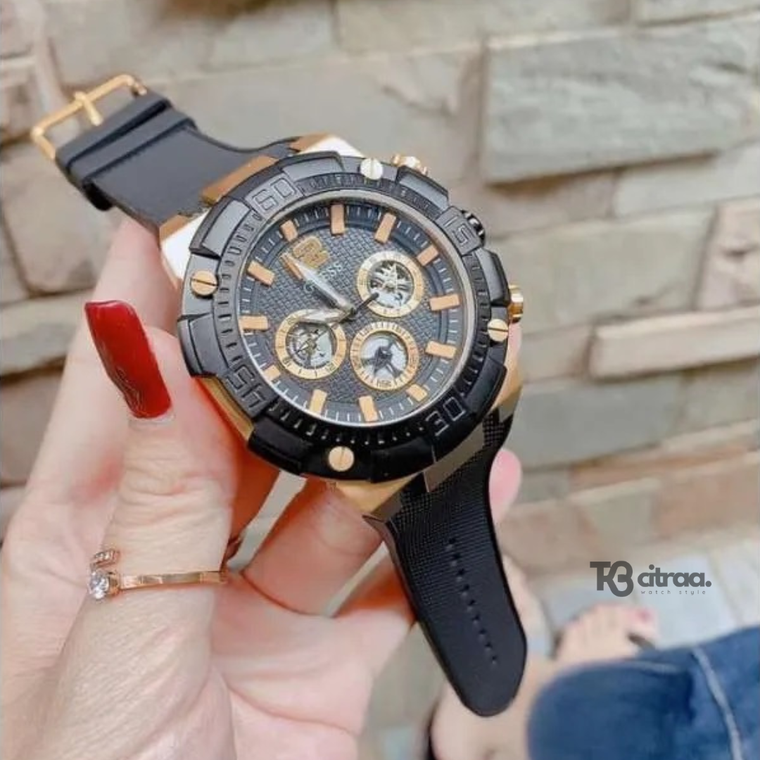  Shop Authentic Guess Navigator Chronograph Black Dial Black Rubber Strap Watch for Men - GW0264G3 - Luxxuri