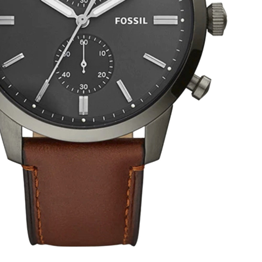  Shop Authentic Fossil Townsman Chronograph Gray Dial Brown Leather Strap Watch for Men - FS5522 - Luxxuri