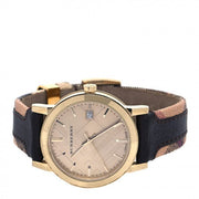  Shop Authentic Burberry The City Gold Dial Black Leather Strap Watch for Men - BU9032 - Luxxuri