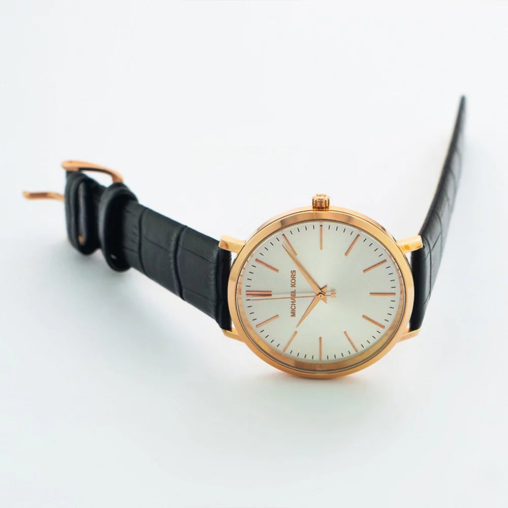  Shop Authentic Michael Kors Jaryn Quartz White Dial Black Leather Strap Watch For Women - MK2472 - Luxxuri