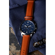  Shop Authentic Fossil Neutra Chronograph Blue Dial Brown Leather Strap Watch for Men - FS5791 - Luxxuri