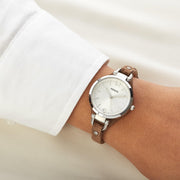  Shop Authentic Fossil Georgia White Dial Brown Leather Strap Watch for Women - ES3060 - Luxxuri