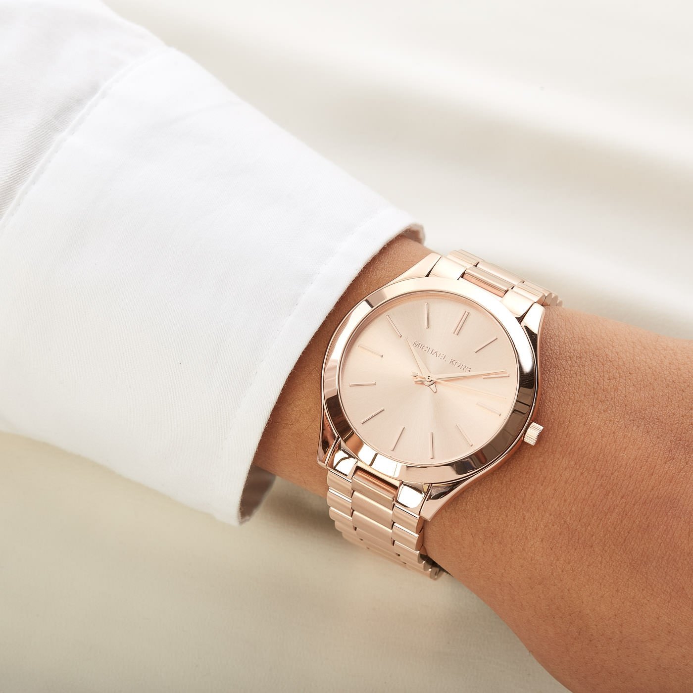  Shop Authentic Michael Kors Slim Runway Rose Gold Dial Rose Gold Steel Strap Watch for Women - MK3197 - Luxxuri