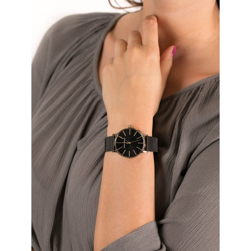  Shop Authentic Armani Exchange Lola Three Hand Black Dial Black Mesh Strap Watch For Women - AX5548 - Luxxuri