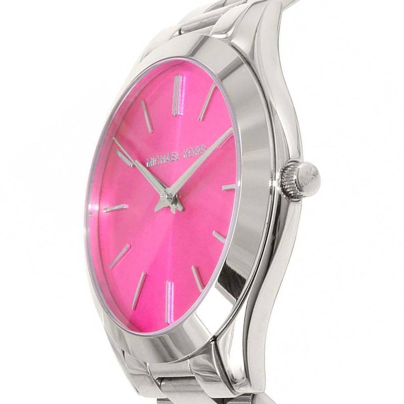  Shop Authentic Michael Kors Slim Runway Quartz Pink Dial Silver Steel Strap Watch For Women - MK3291 - Luxxuri
