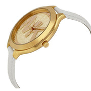  Shop Authentic Michael Kors Slim Runway Quartz Gold Dial White Leather Strap Watch For Women - MK2389 - Luxxuri