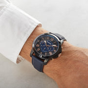  Shop Authentic Fossil Grant Chronograph Black Dial Blue Leather Strap Watch for Men - FS5061 - Luxxuri