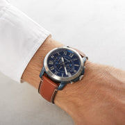  Shop Authentic Fossil Grant Chronograph Blue Dial Brown Leather Strap Watch for Men - FS5151 - Luxxuri