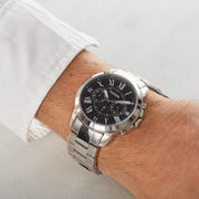  Shop Authentic Fossil Grant Chronograph Black Dial Silver Steel Strap Watch for Men - FS4736 - Luxxuri