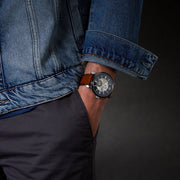  Shop Authentic Fossil Townsman Automatic Skeleton Blue Dial Brown Leather Strap Watch for Men - ME3154 - Luxxuri