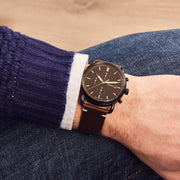  Shop Authentic Fossil Commuter Chronograph Black Dial Brown Leather Strap Watch for Men - FS5403 - Luxxuri