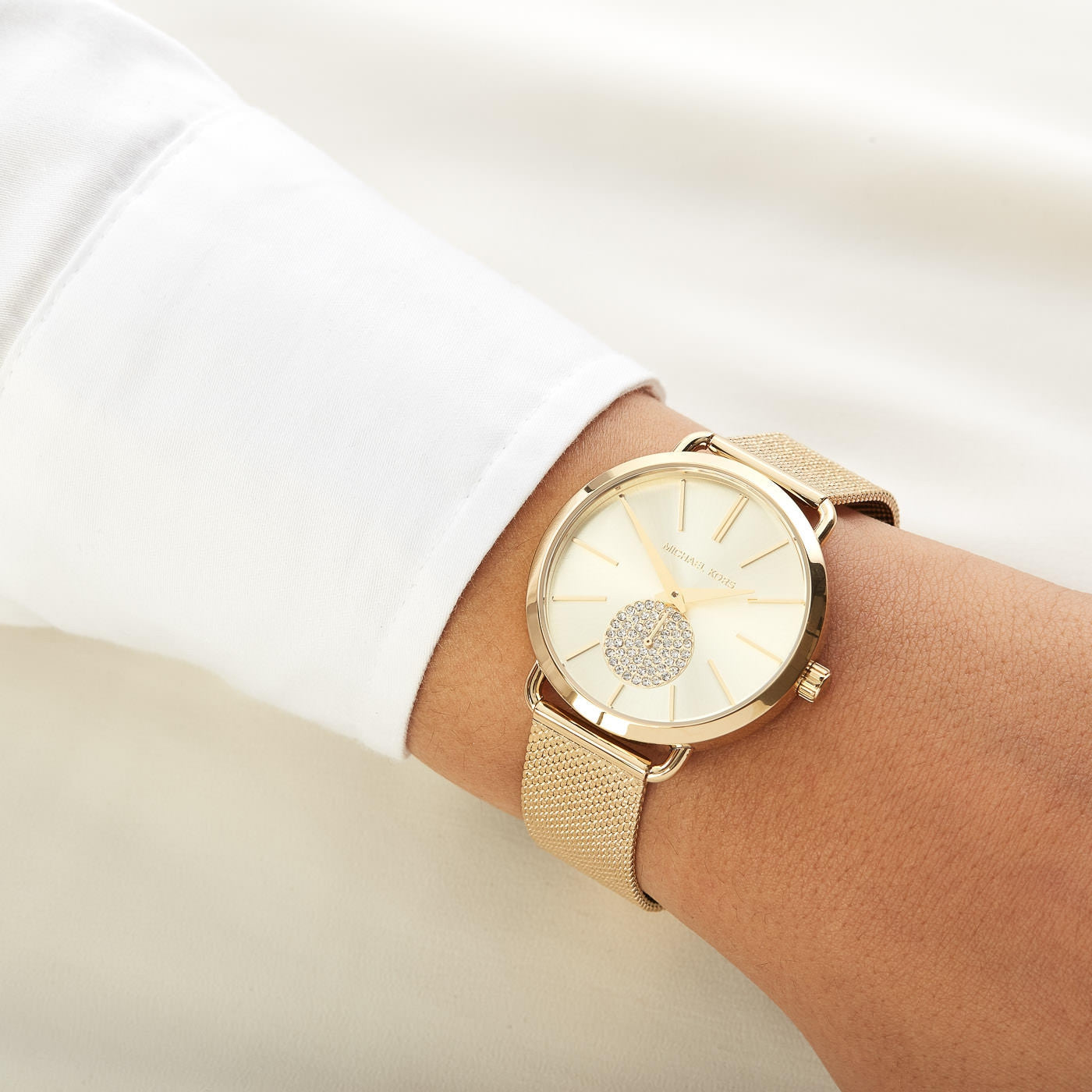  Shop Authentic Michael Kors Portia Gold Dial Gold Mesh Bracelet Watch for Women - MK3844 - Luxxuri