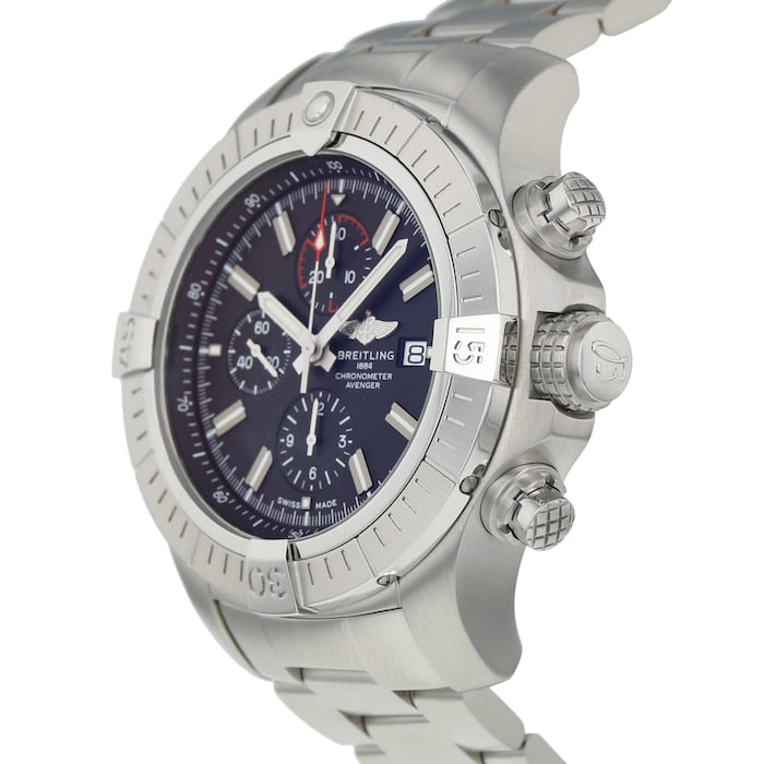  Shop Authentic Breitling Super Avenger Chronograph 48 Black Dial Silver Steel Strap Watch for Men - A13375101B1A1 - Luxxuri