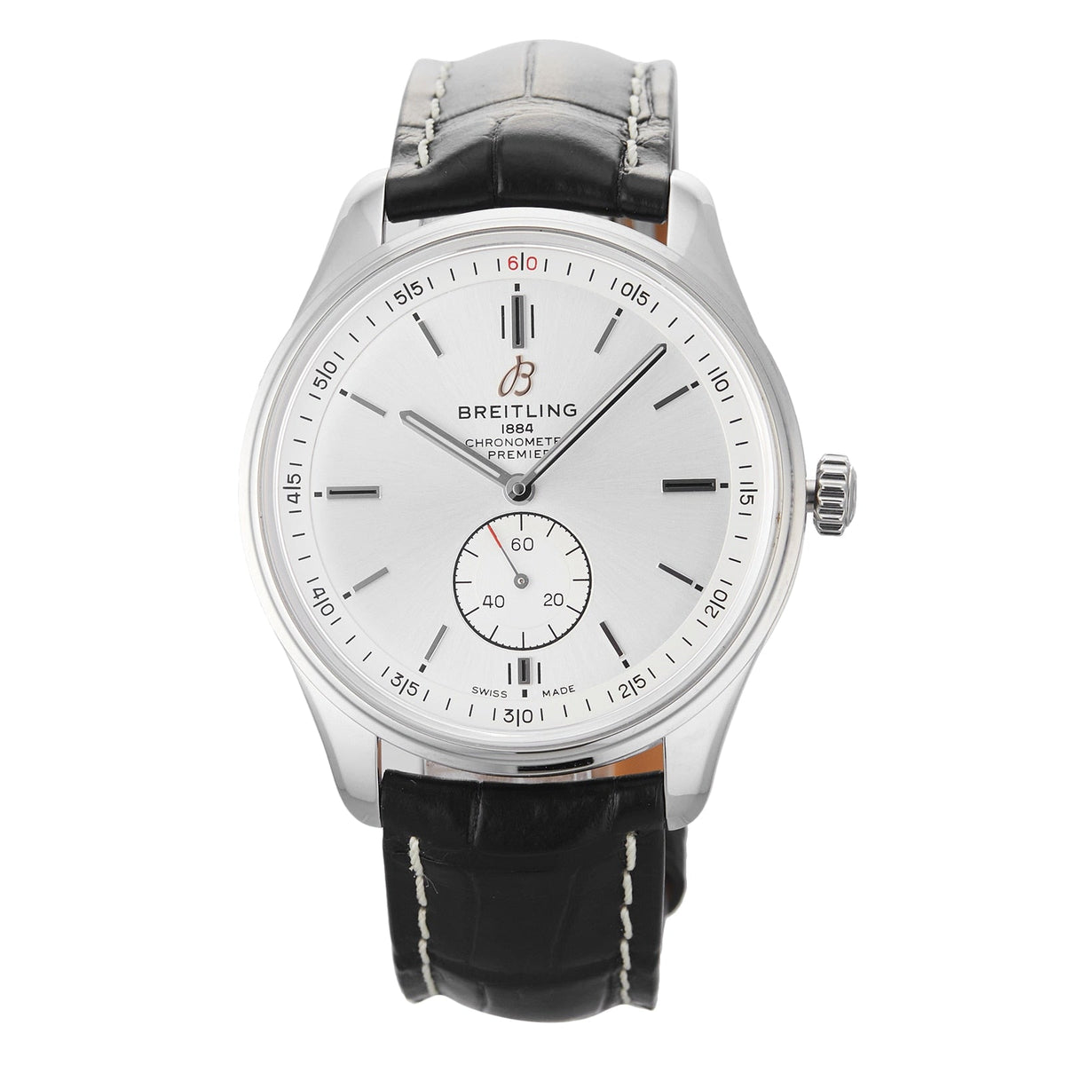  Shop Authentic Breitling Premier Automatic 40mm Silver Dial Black Leather Strap Watch for Men - A37340351G1P1 - Luxxuri