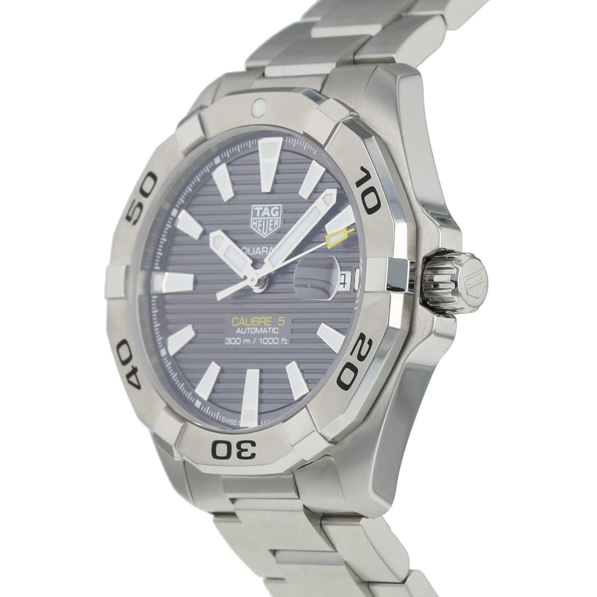  Shop Authentic Tag Heuer Aquaracer Calibre 5 Grey Dial Silver Steel Strap Watch for Men - WBD2113.BA0928 - Luxxuri