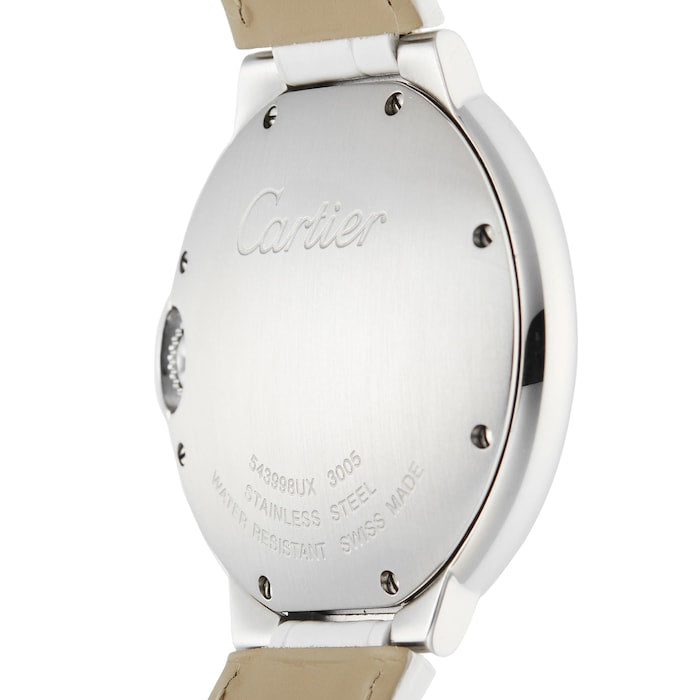  Shop Authentic Cartier Ballon Bleu de Cartier Silver Dial White Leather Strap Watch for Women - W6920087 - Luxxuri