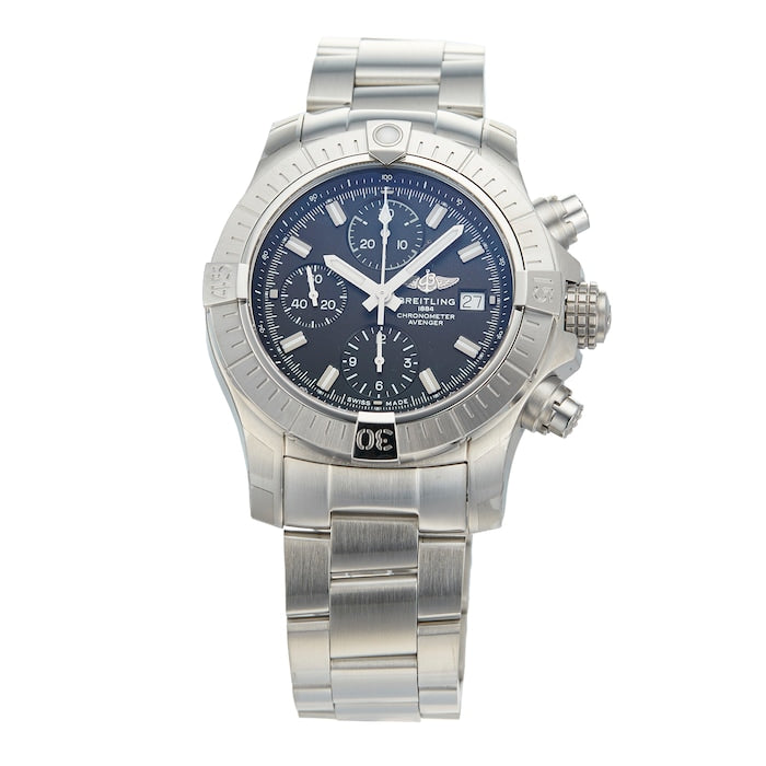  Shop Authentic Breitling Avenger Chronograph 43 Black Dial Silver Steel Strap Watch for Men - A13385101B1A1 - Luxxuri