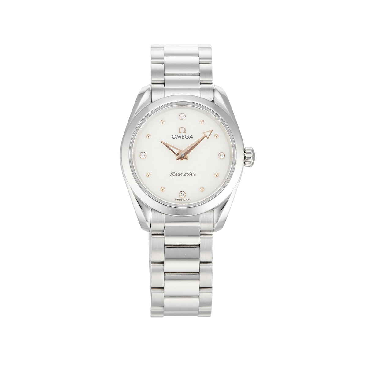  Shop Authentic Omega Seamaster Aqua Terra Quartz Diamond Silver Dial Silver Steel Strap Watch for Women - 220.10.28.60.54.001 - Luxxuri