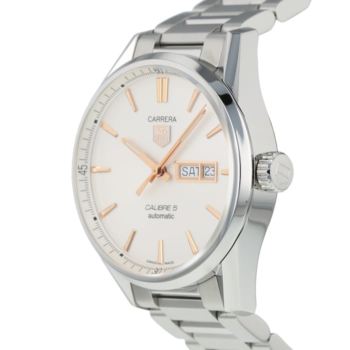  Shop Authentic Tag Heuer Carrera Calibre 5 White Dial Silver Steel Strap Watch for Men - WAR201D.BA0723 - Luxxuri