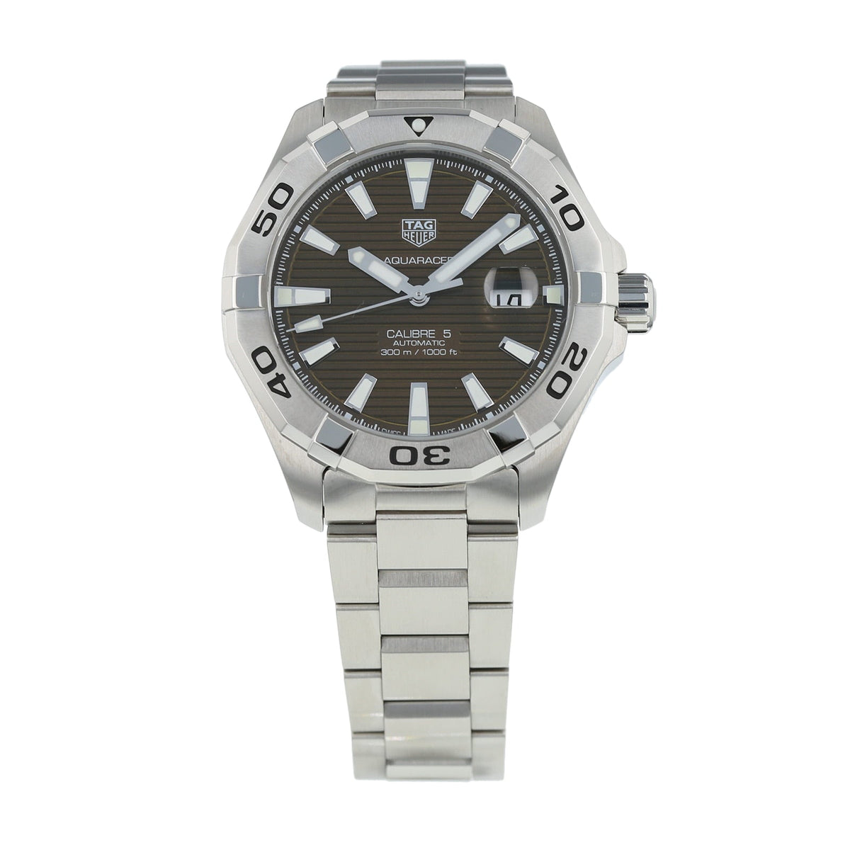  Shop Authentic Tag Heuer Aquaracer Calibre 5 Automatic Sunray Brown Dial Silver Steel Strap Watch for Men - WAY2018.BA0927 - Luxxuri