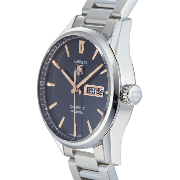  Shop Authentic Tag Heuer Carrera Calibre 5 Automatic Black Dial Silver Steel Strap Watch for Men - WAR201C.BA0723 - Luxxuri