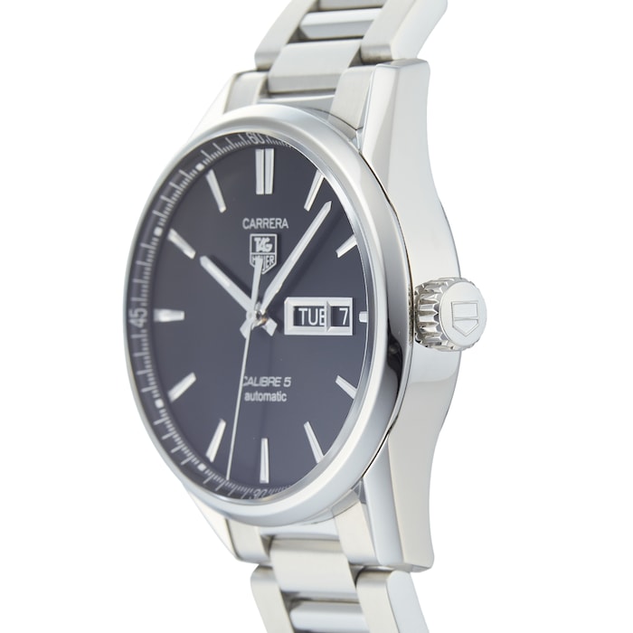  Shop Authentic Tag Heuer Carrera Calibre 5 Automatic Black Dial Silver Steel Strap Watch for Men - WAR201A.BA0723 - Luxxuri