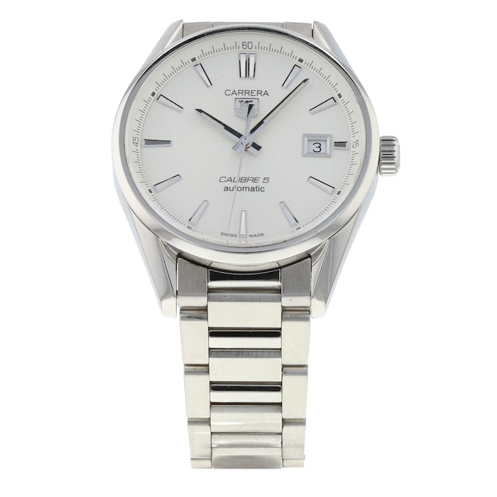  Shop Authentic Tag Heuer Carrera Automatic Caliber 5 White Dial Silver Steel Strap Watch for Men - WAR211B.BA0782 - Luxxuri