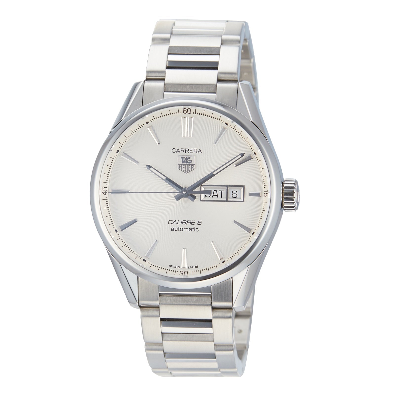  Shop Authentic Tag Heuer Carrera Calibre 5 Automatic White Dial Silver Steel Strap Watch for Men - WAR201B.BA0723 - Luxxuri