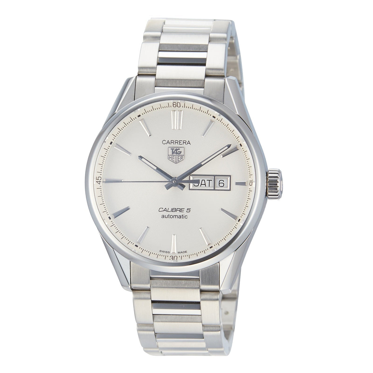  Shop Authentic Tag Heuer Carrera Calibre 5 Automatic White Dial Silver Steel Strap Watch for Men - WAR201B.BA0723 - Luxxuri