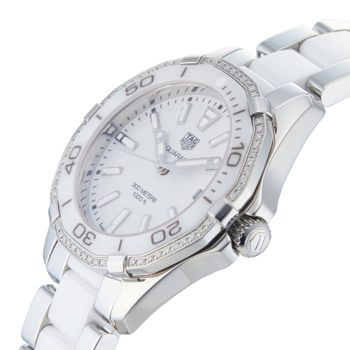  Shop Authentic Tag Heuer Aquaracer Diamonds White Dial Two Tone Steel Strap Watch for Women - WAY131H.BA0914 - Luxxuri