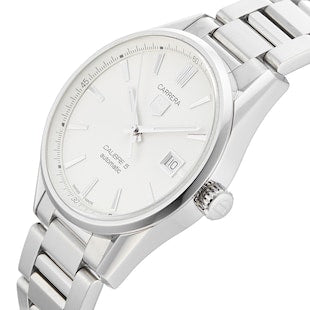  Shop Authentic Tag Heuer Carrera Automatic Caliber 5 White Dial Silver Steel Strap Watch for Men - WAR211B.BA0782 - Luxxuri